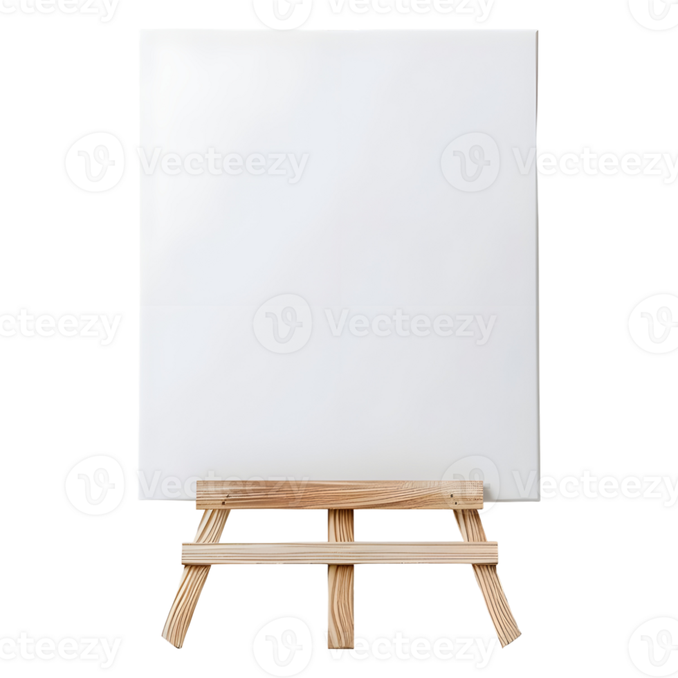 AI generated Blank Canvas on Wooden Stand on Transparent background - Ai Generated png