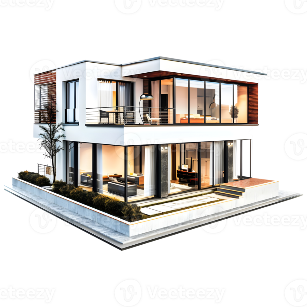 AI generated 3D Rendering of a Real Estate House or Home on Transparent Background - Ai Generated png