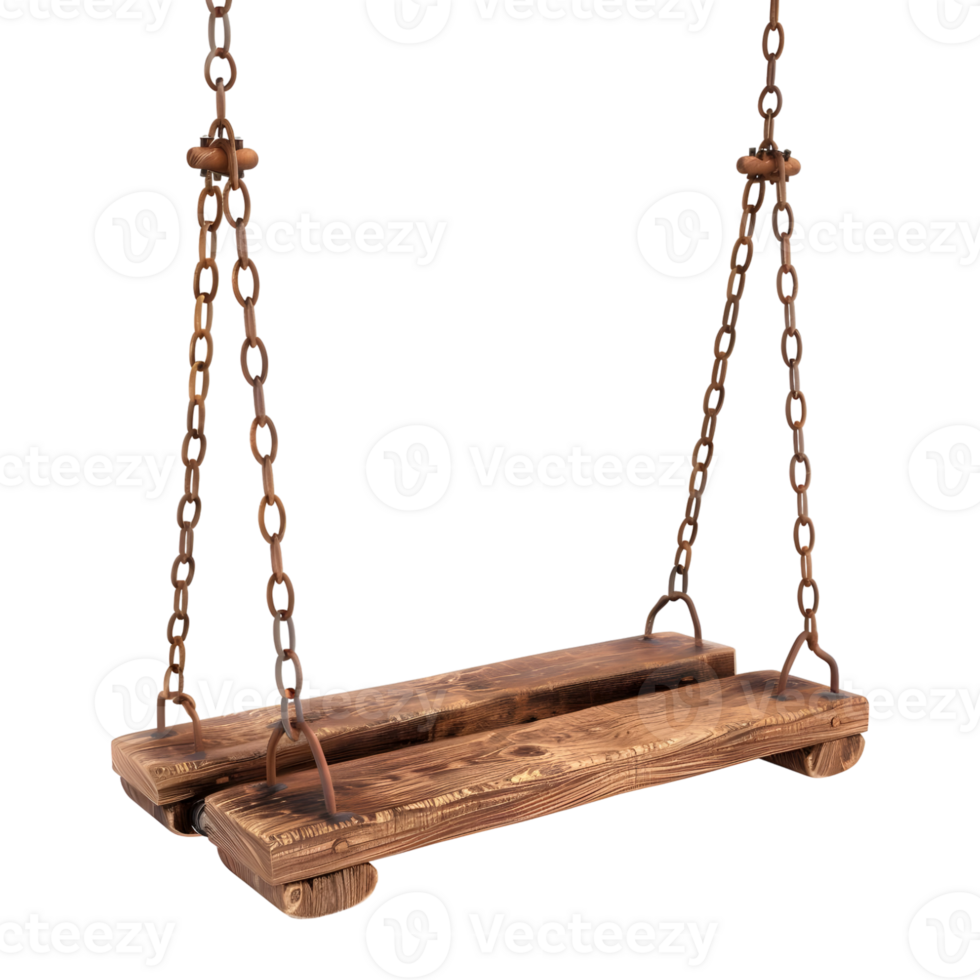 AI generated 3D Rendering of a Wooden Swing on Transparent Background - Ai Generated png