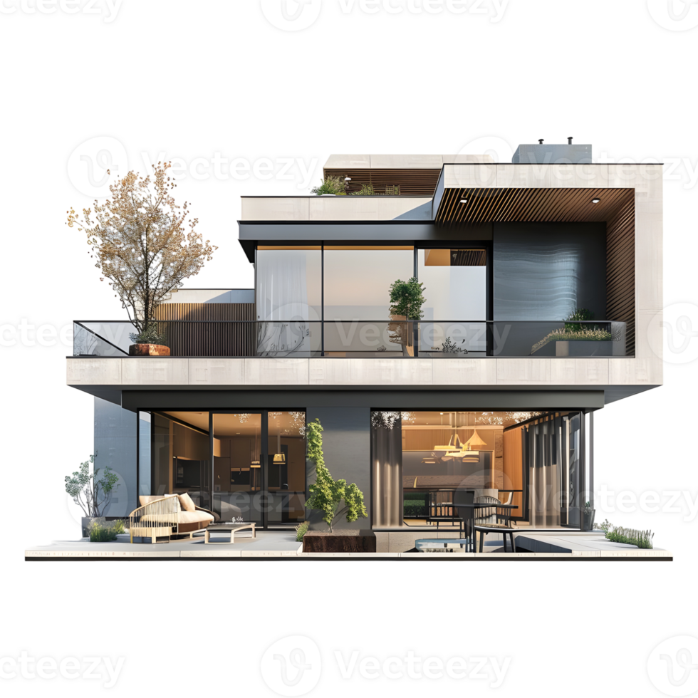 AI generated 3D Rendering of a Real Estate House or Home on Transparent Background - Ai Generated png