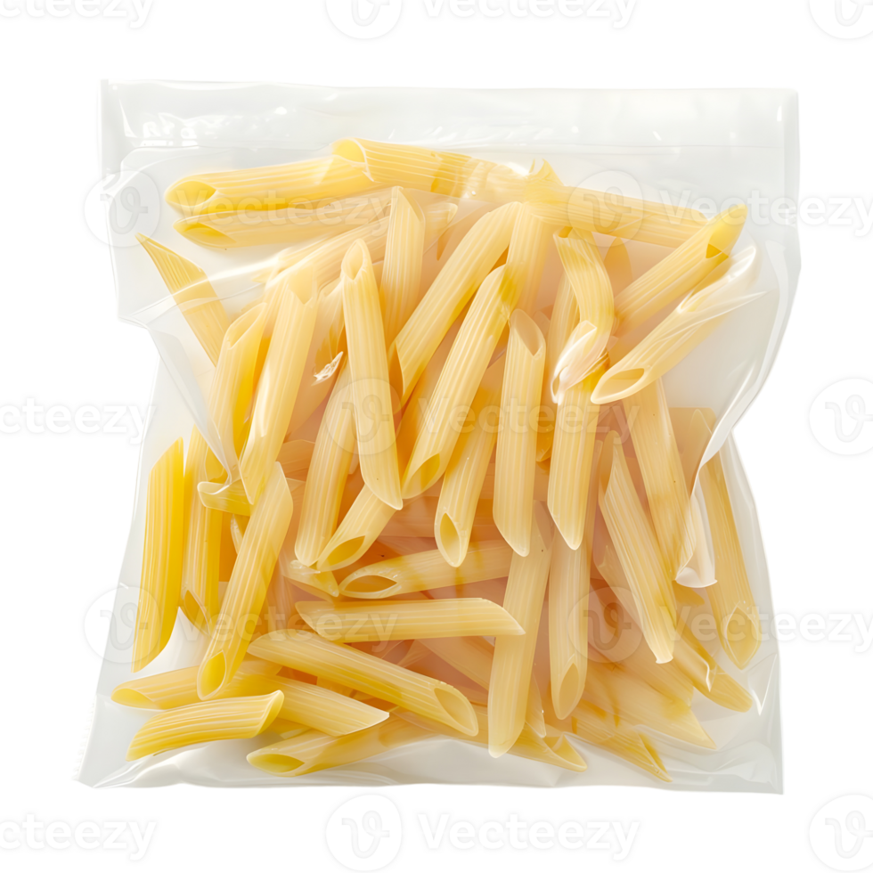 AI generated 3D Rendering of a Pasta or Macaroni in a Plastic Bag on Transparent Background - Ai Generated png