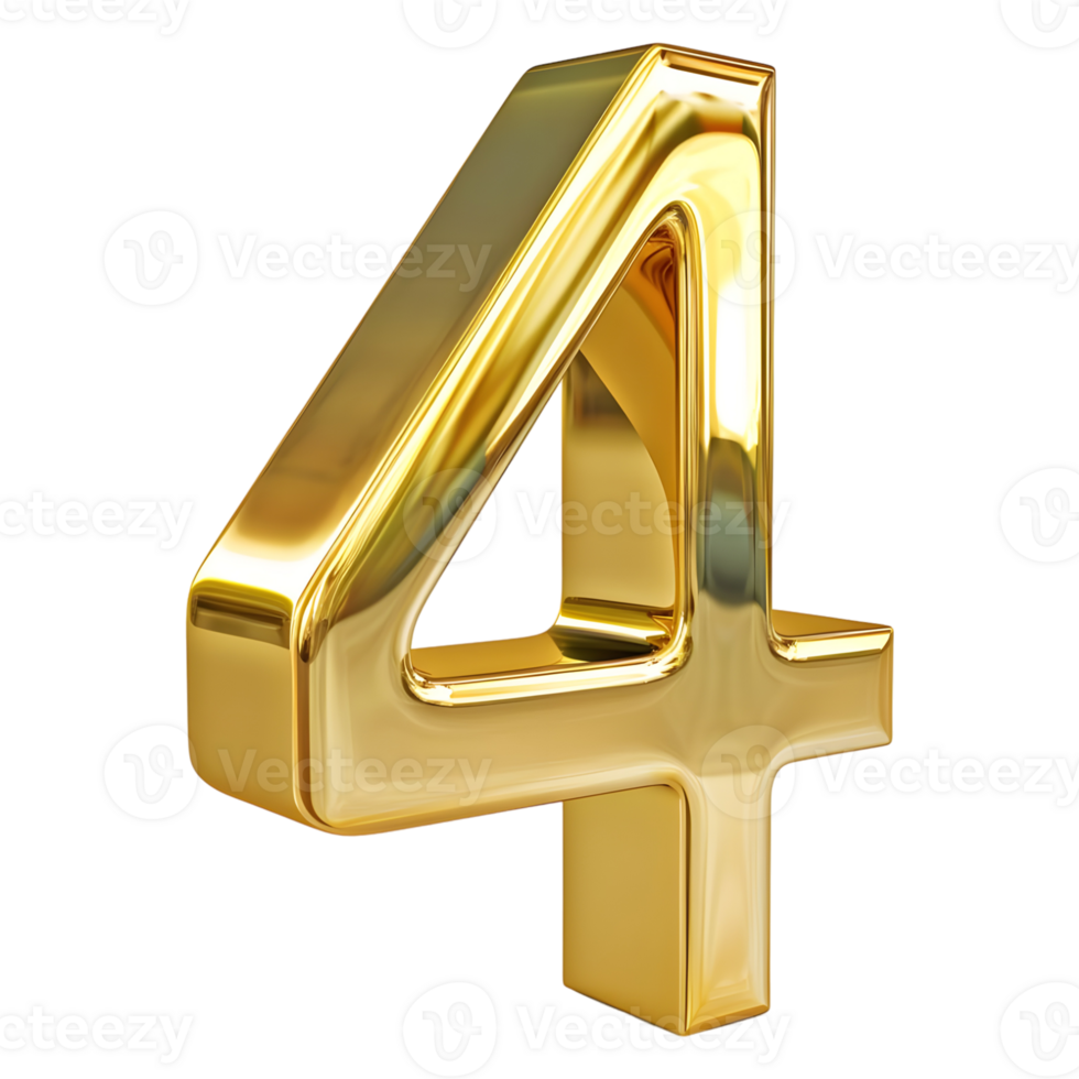AI generated 3D Rendering of a alphabet number 4 Letter on Transparent Background - Ai Generated png