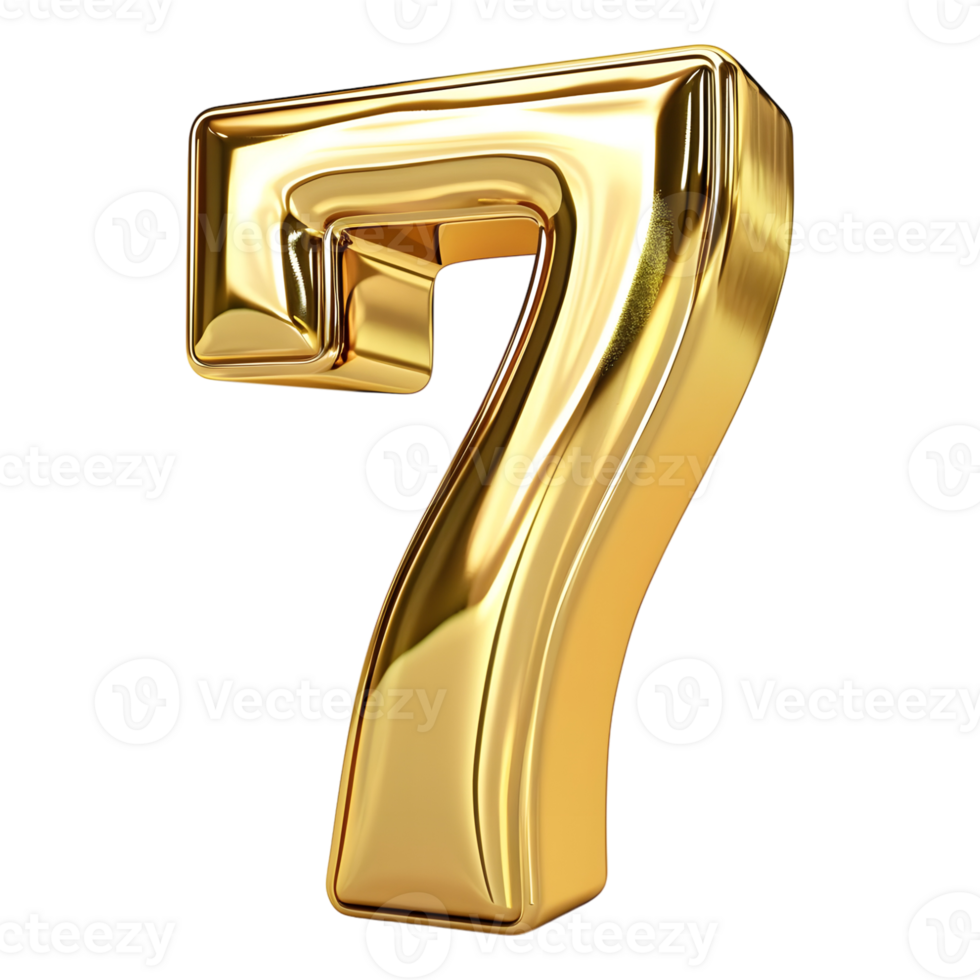AI generated 3D Rendering of a alphabet number 7 Letter on Transparent Background Ai Generated