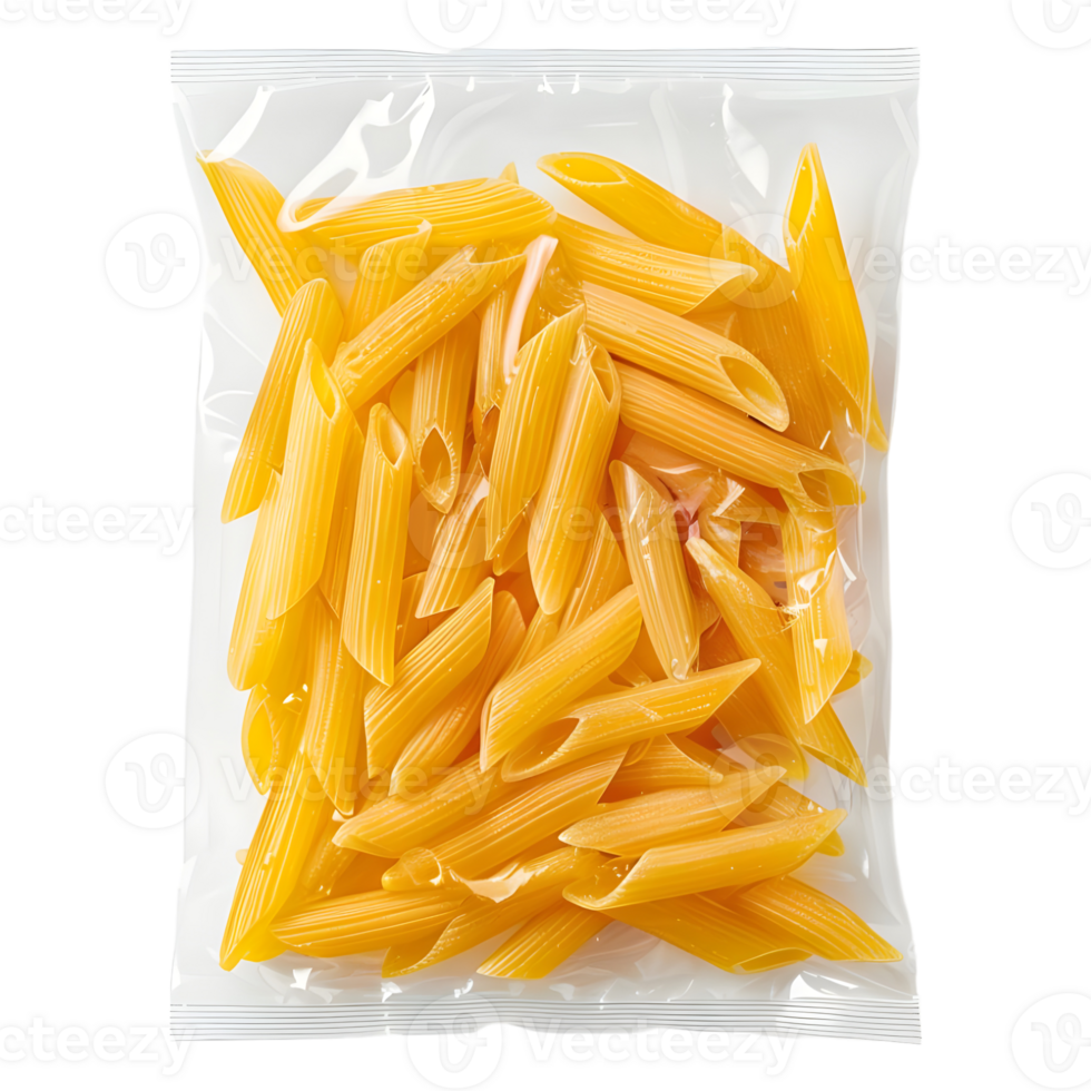 AI generated 3D Rendering of a Pasta or Macaroni in a Plastic Bag on Transparent Background - Ai Generated png