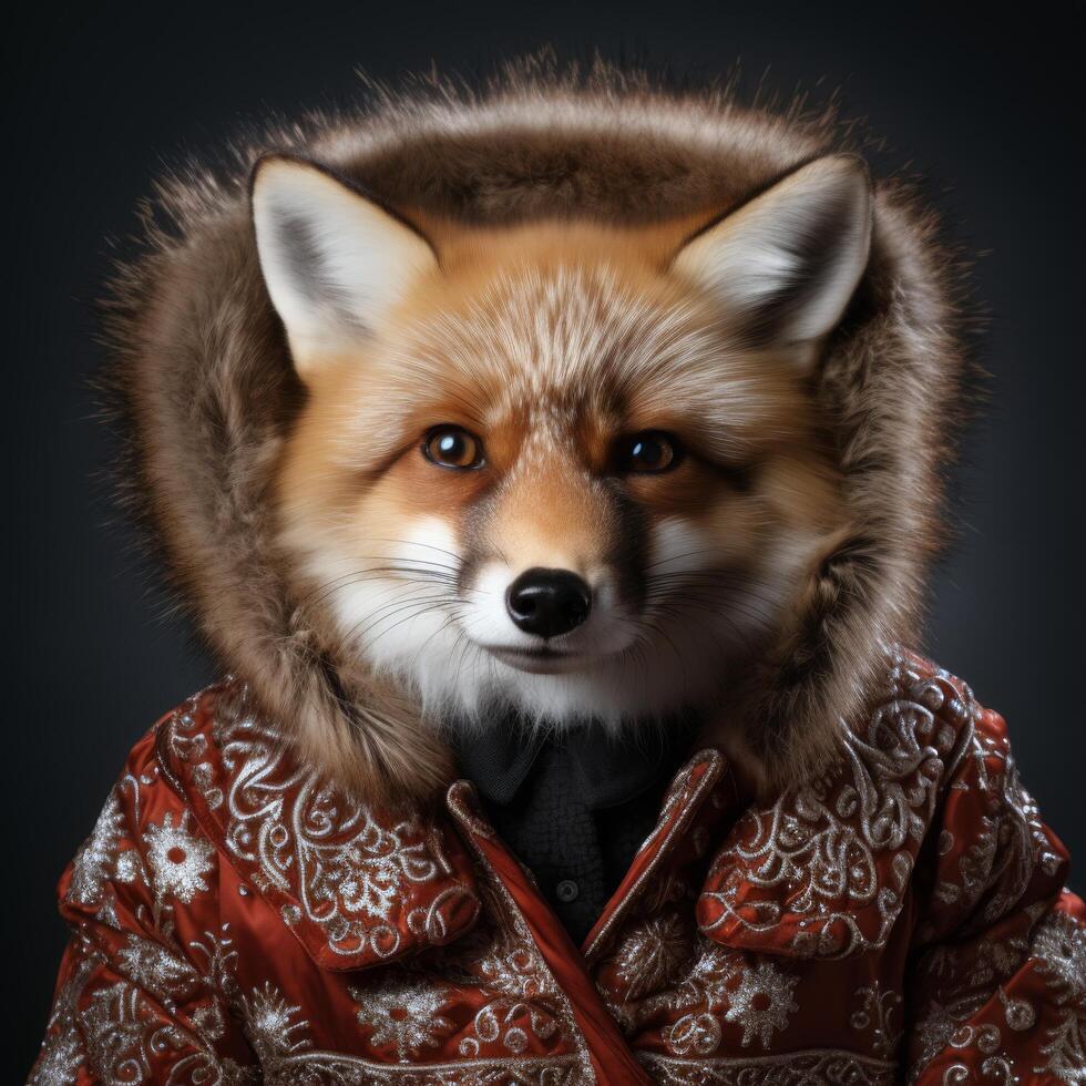 AI generated Fox Wearing Jacket photo