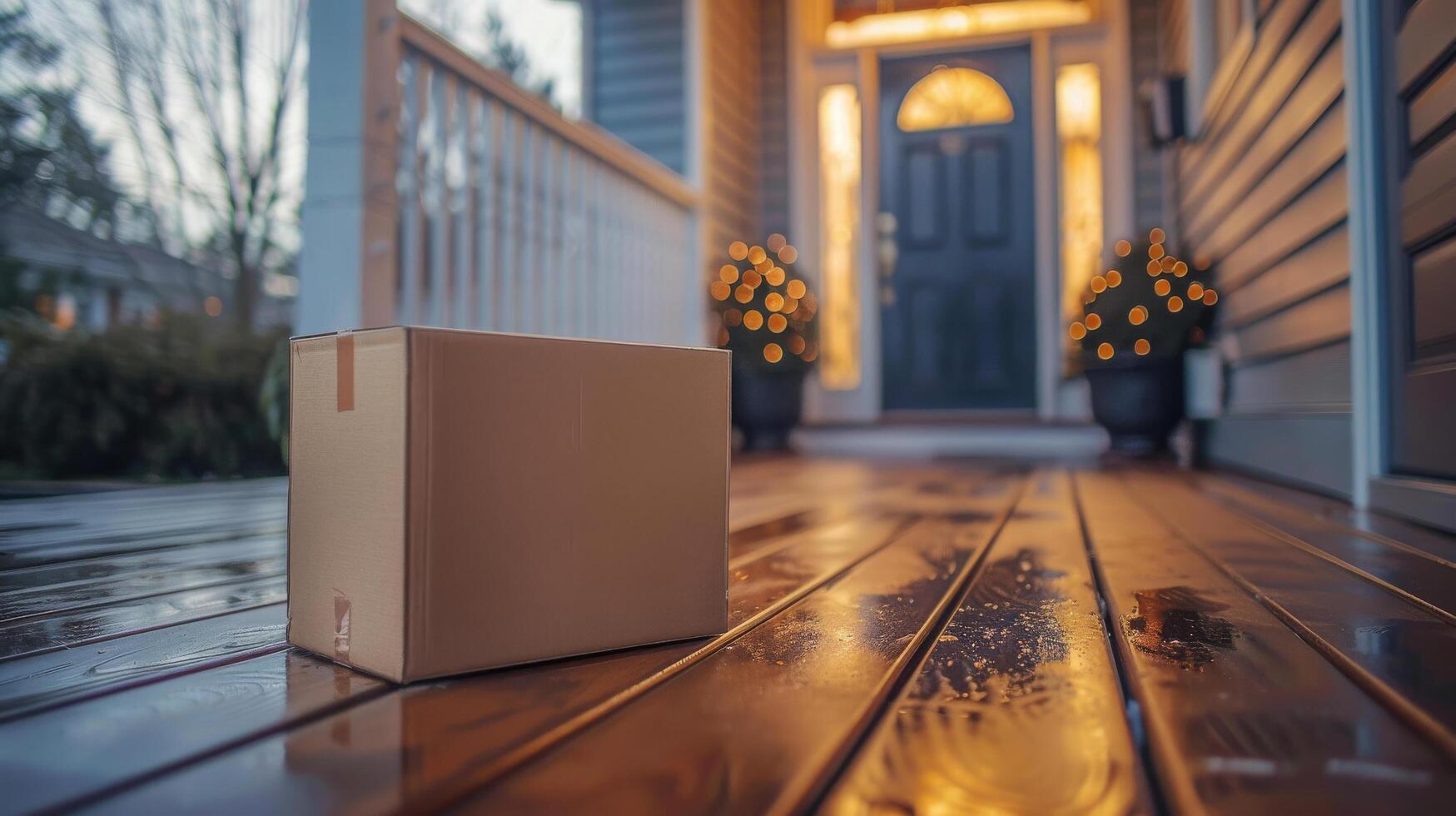 AI generated Cardboard Box Next to Potted Plant photo