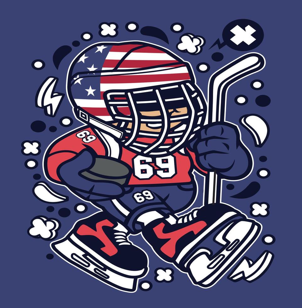 americano hockey niño vector