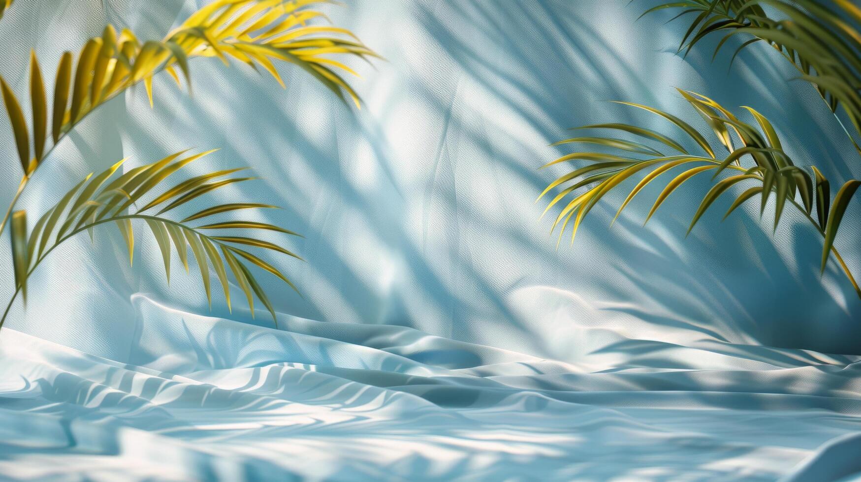 AI generated Palm Tree Painting in Front of a Curtain photo