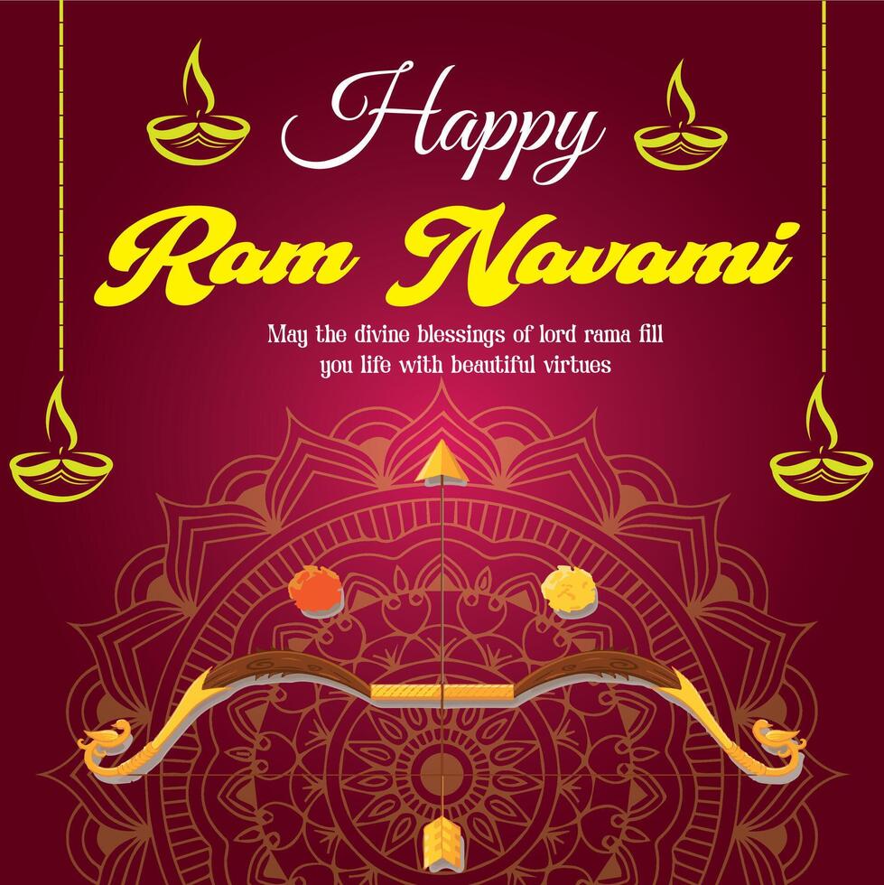 Greeting design for ram navami festival vector
