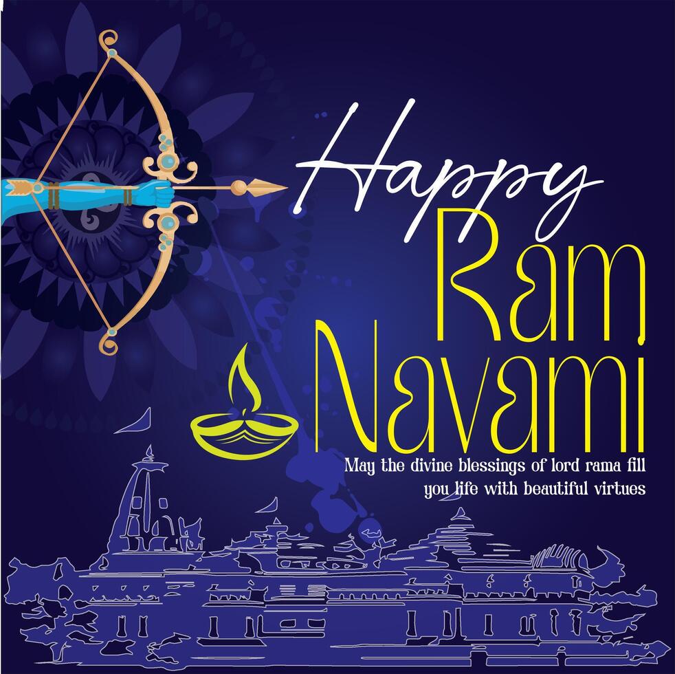 Greeting design for ram navami festival vector