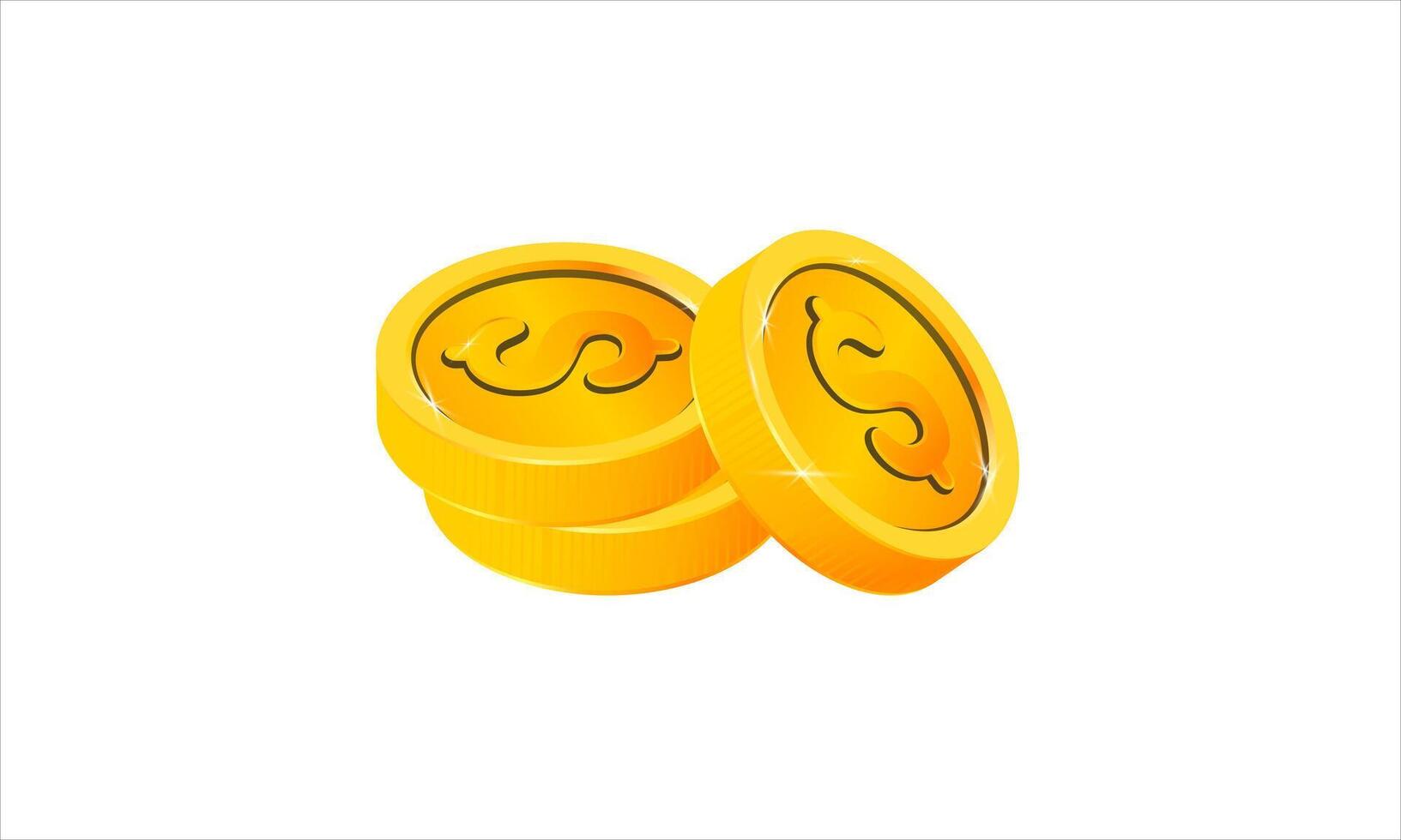 3d illustration golden coin on isolated white background Vector illustration