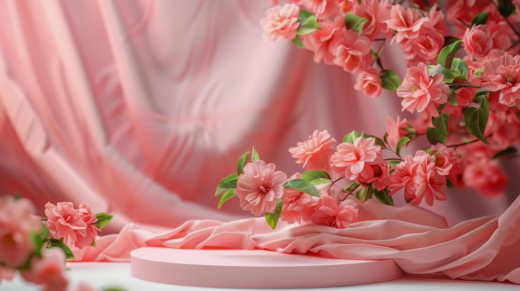 AI generated Pink Background With Pink Flowers photo