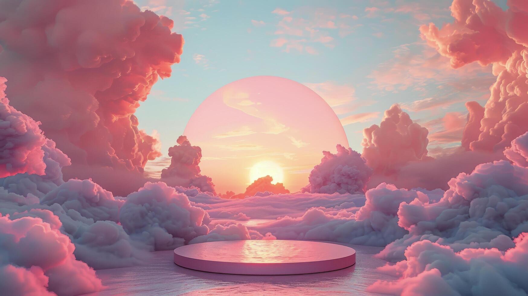 AI generated Circular Object in Cloud Filled Sky photo