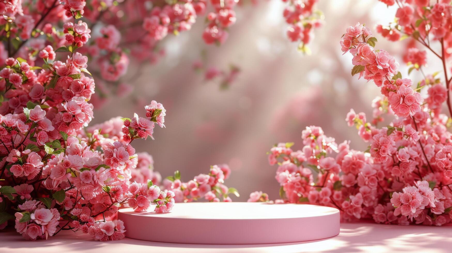 AI generated Pink Background With Pink Flowers photo