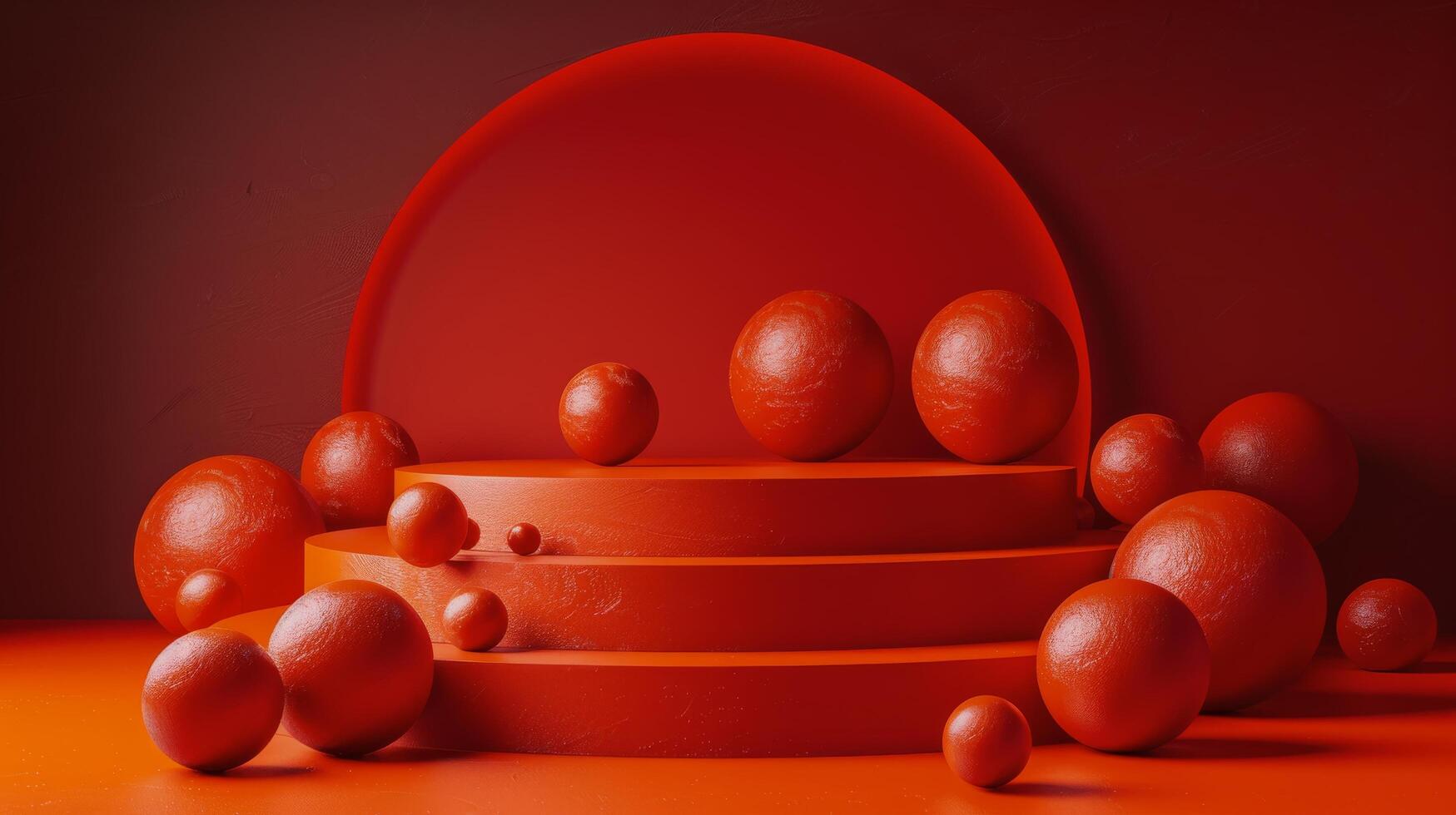 AI generated Red Balls on Red Block photo