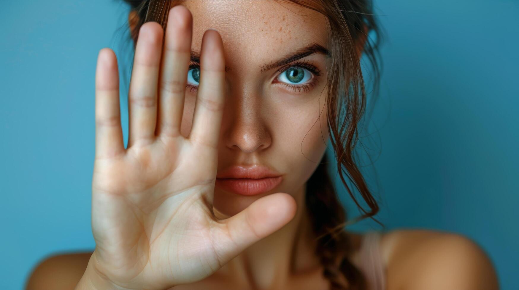 ai generado mujer haciendo detener firmar gesto foto