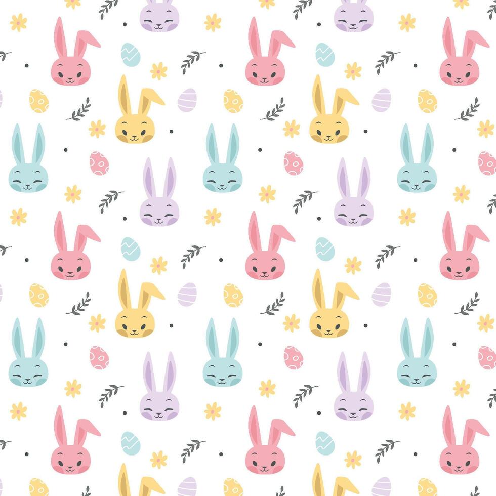 Colorful Bunnies Easter Vector Spring Pattern