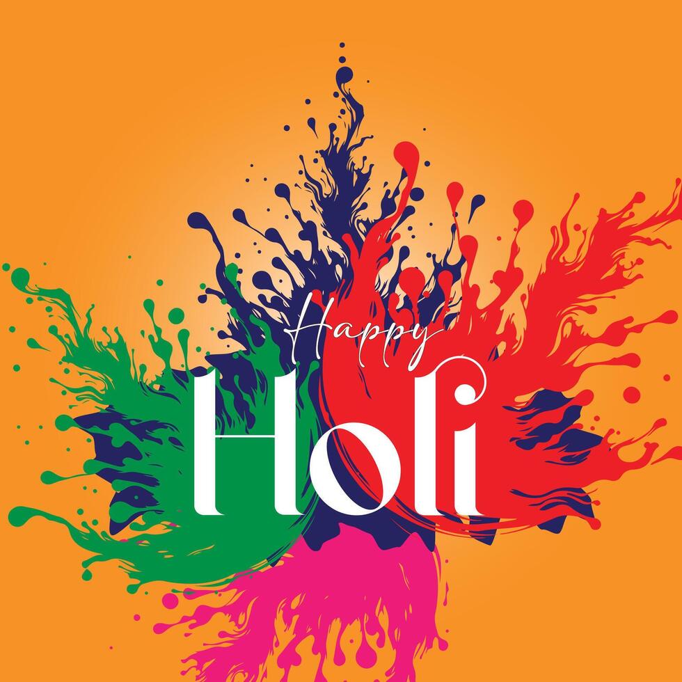 Vector illustration of Happy Holi, multiple colour splash