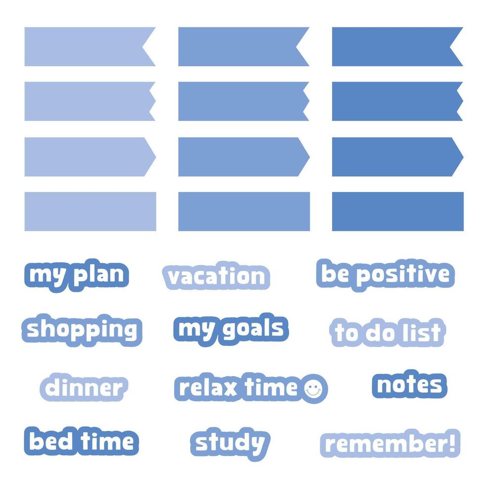 Diary stickers. Planner stickers, Organizer tags, Memo schedule sticker tag. Planners and weekly days label. vector