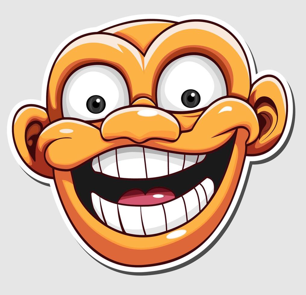 Cartoon Funny Faces with Big Eyes and Big Teeth vector