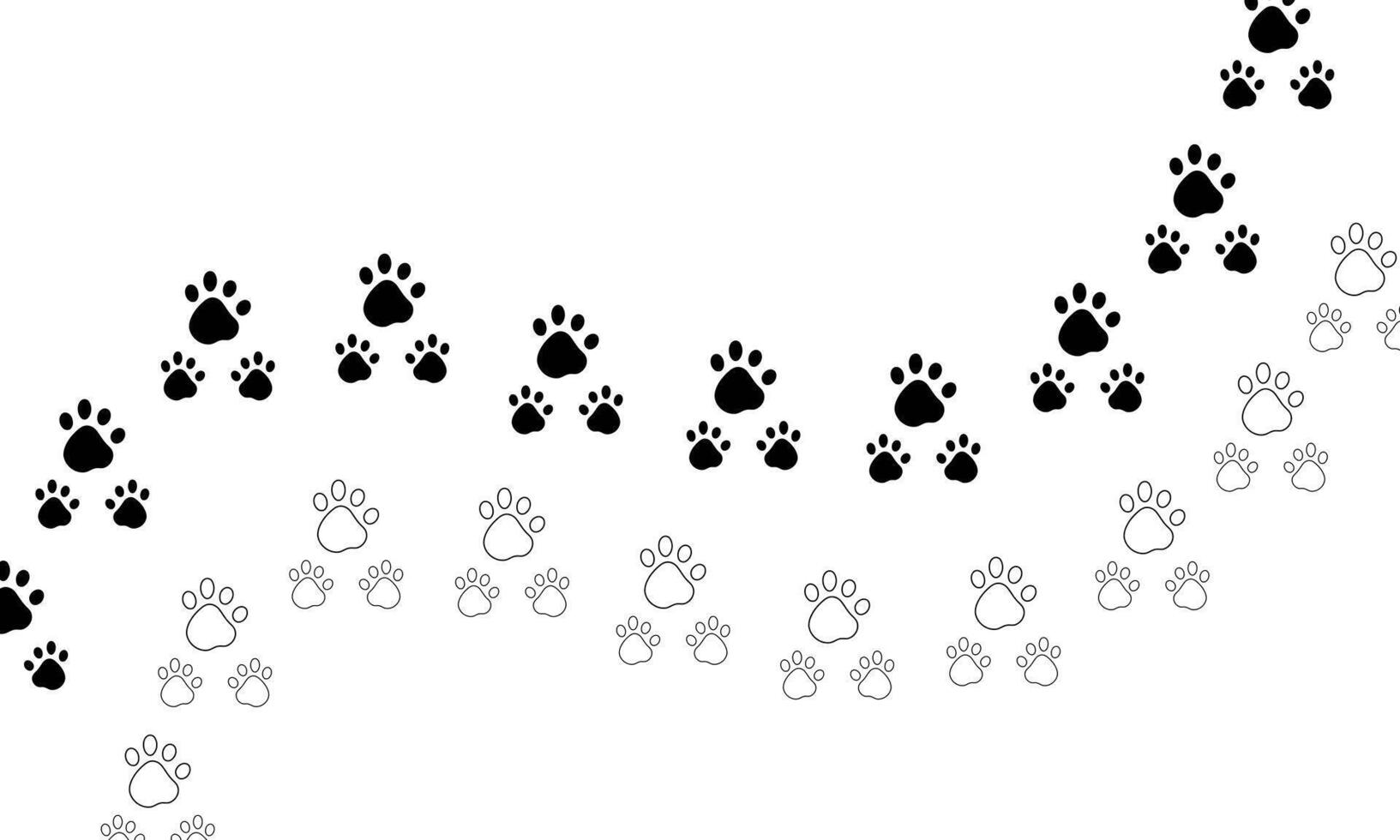 Animal paw footprint. Dog, and cat paw patterns silhouette vector