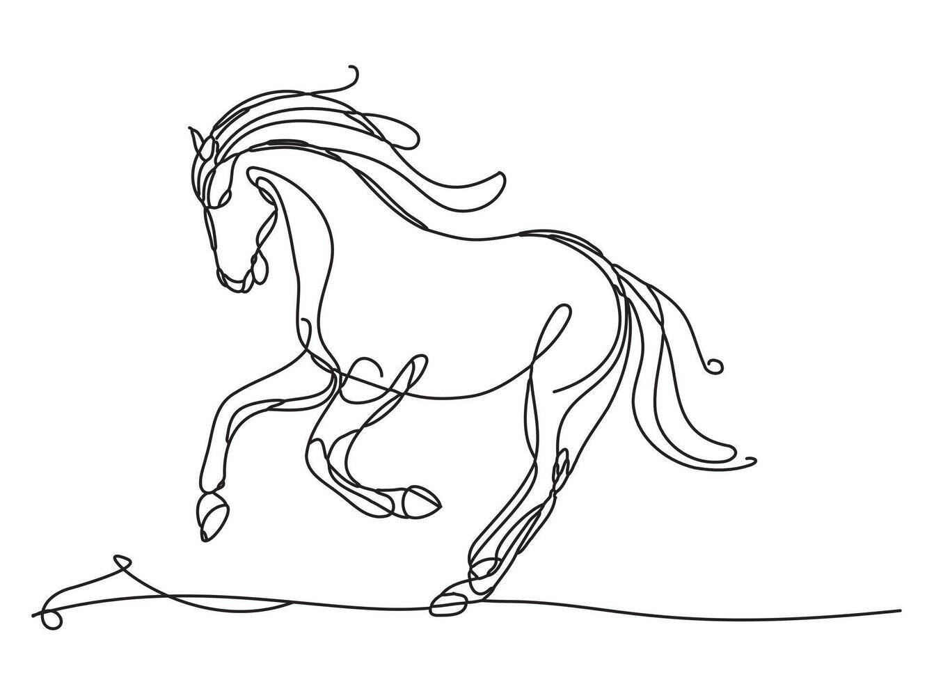 saltando salvaje caballo continuo línea dibujo uno línea bosquejo vector Arte diseño