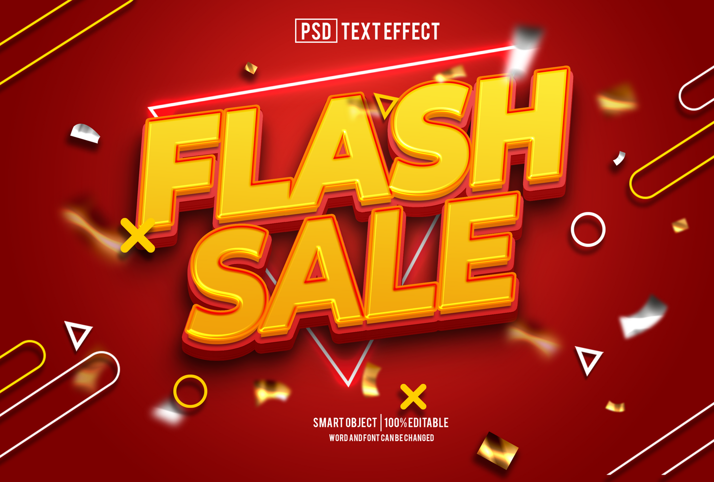 flash sale text effect, font editable, typography, 3d text psd