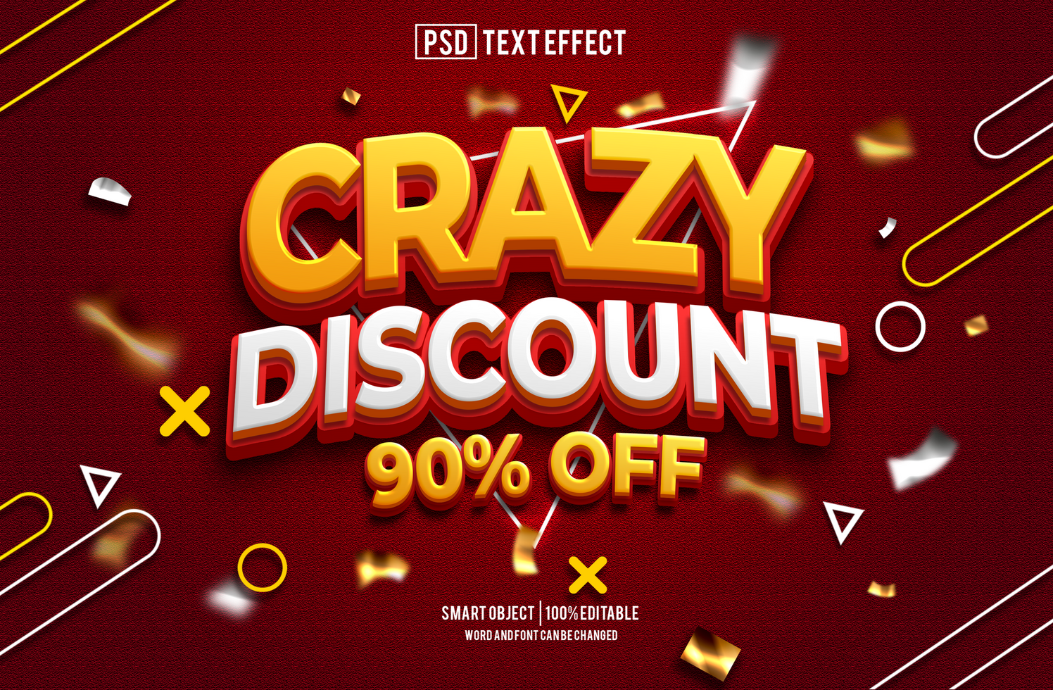 crazy discount text effect, font editable, typography, 3d text psd
