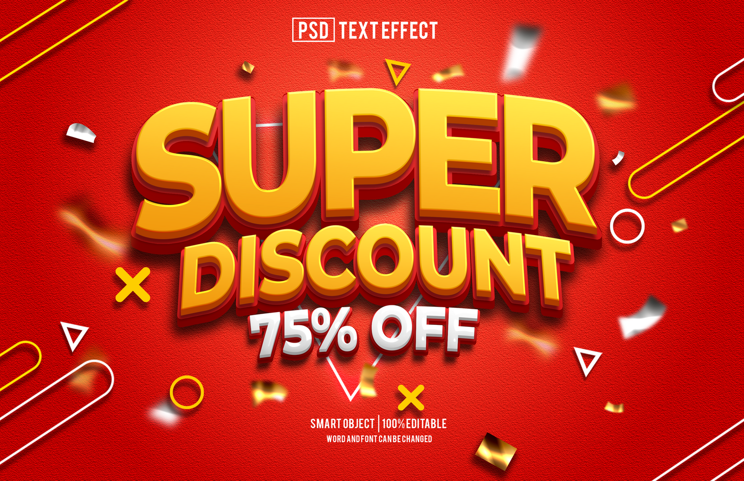 super discount text effect, font editable, typography, 3d text psd