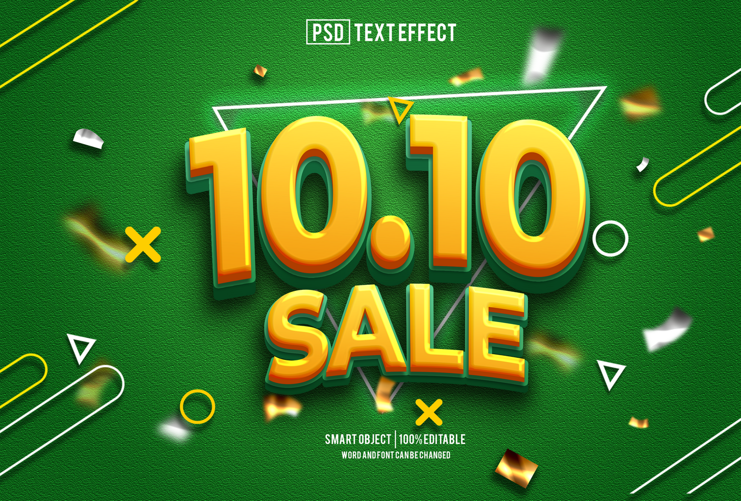10 10 sale text effect, font editable, typography, 3d text psd