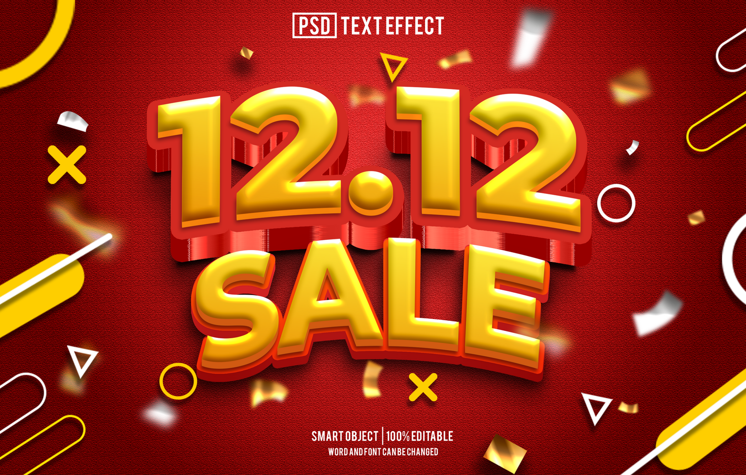 12 12 sale text effect, font editable, typography, 3d text psd