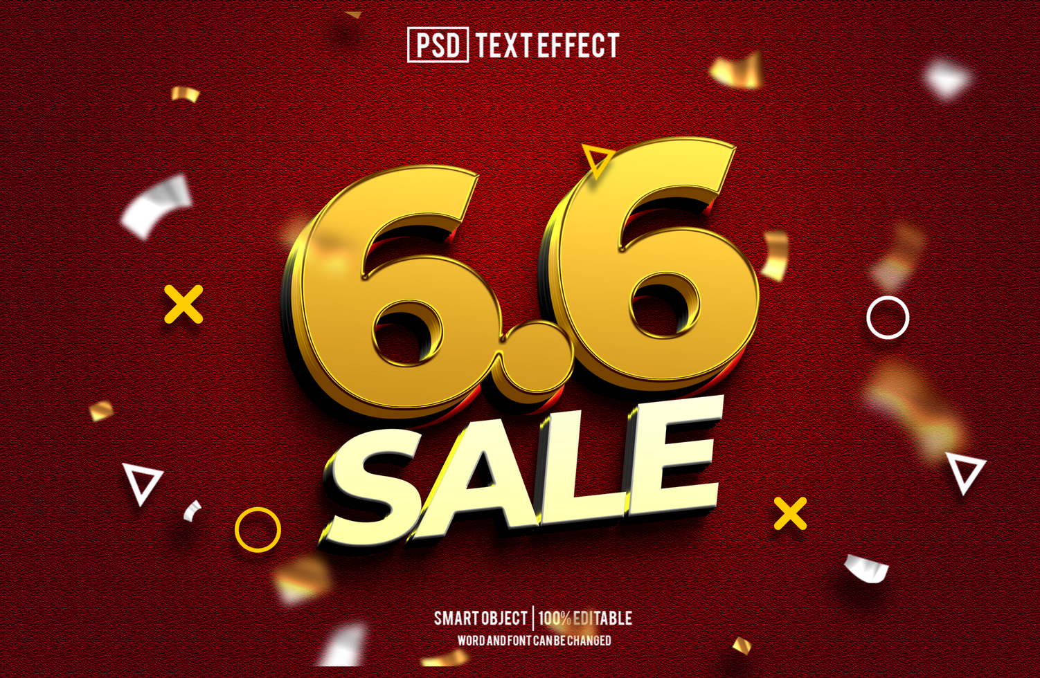 6 6 sale text effect, font editable, typography, 3d text psd