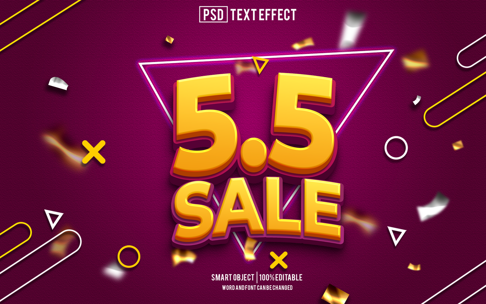 5 5 sale text effect, font editable, typography, 3d text psd
