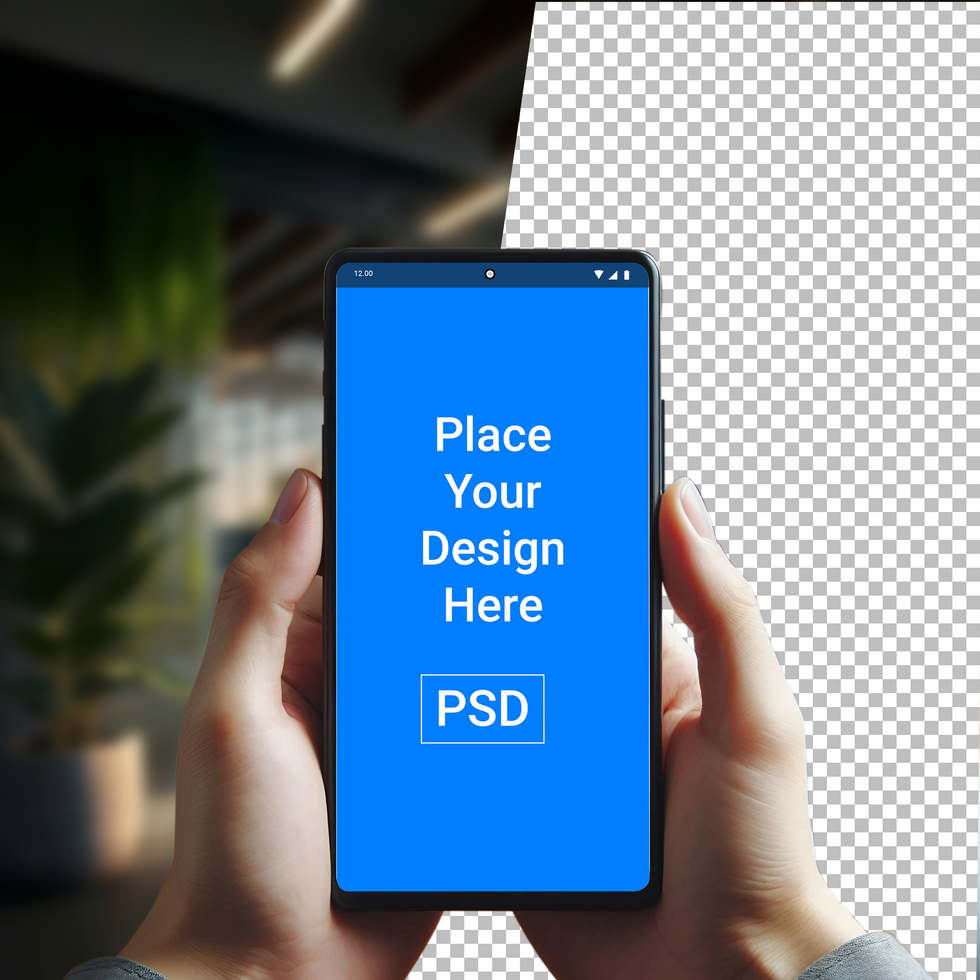 hand innehav modern smartphone attrapp psd