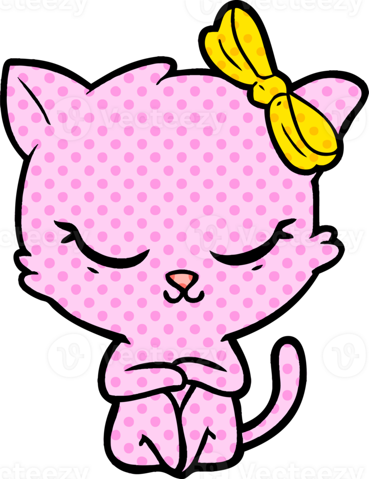cute cartoon cat with bow png
