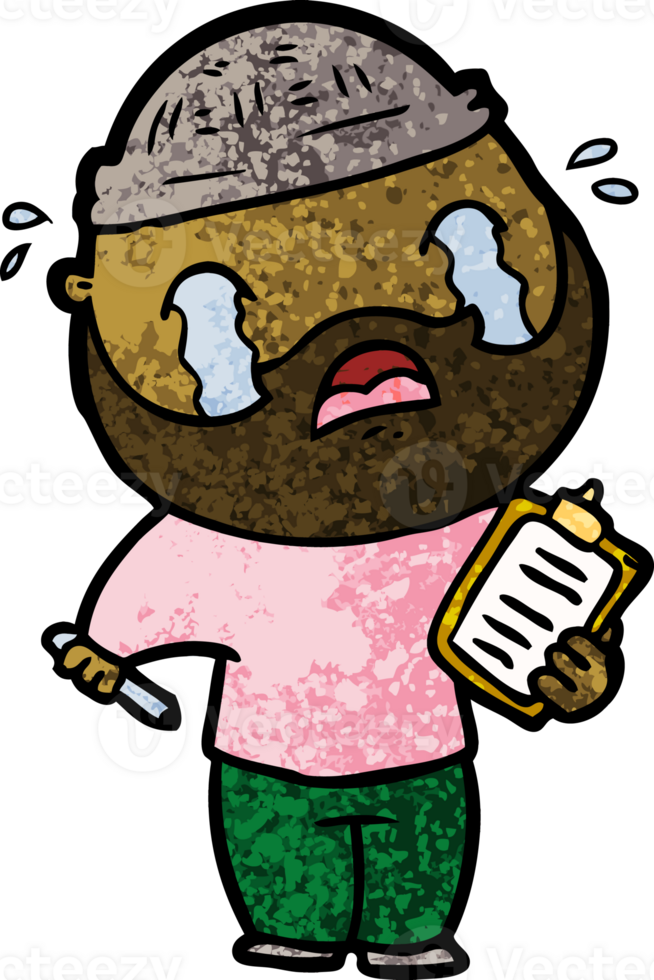 cartoon bearded man crying png