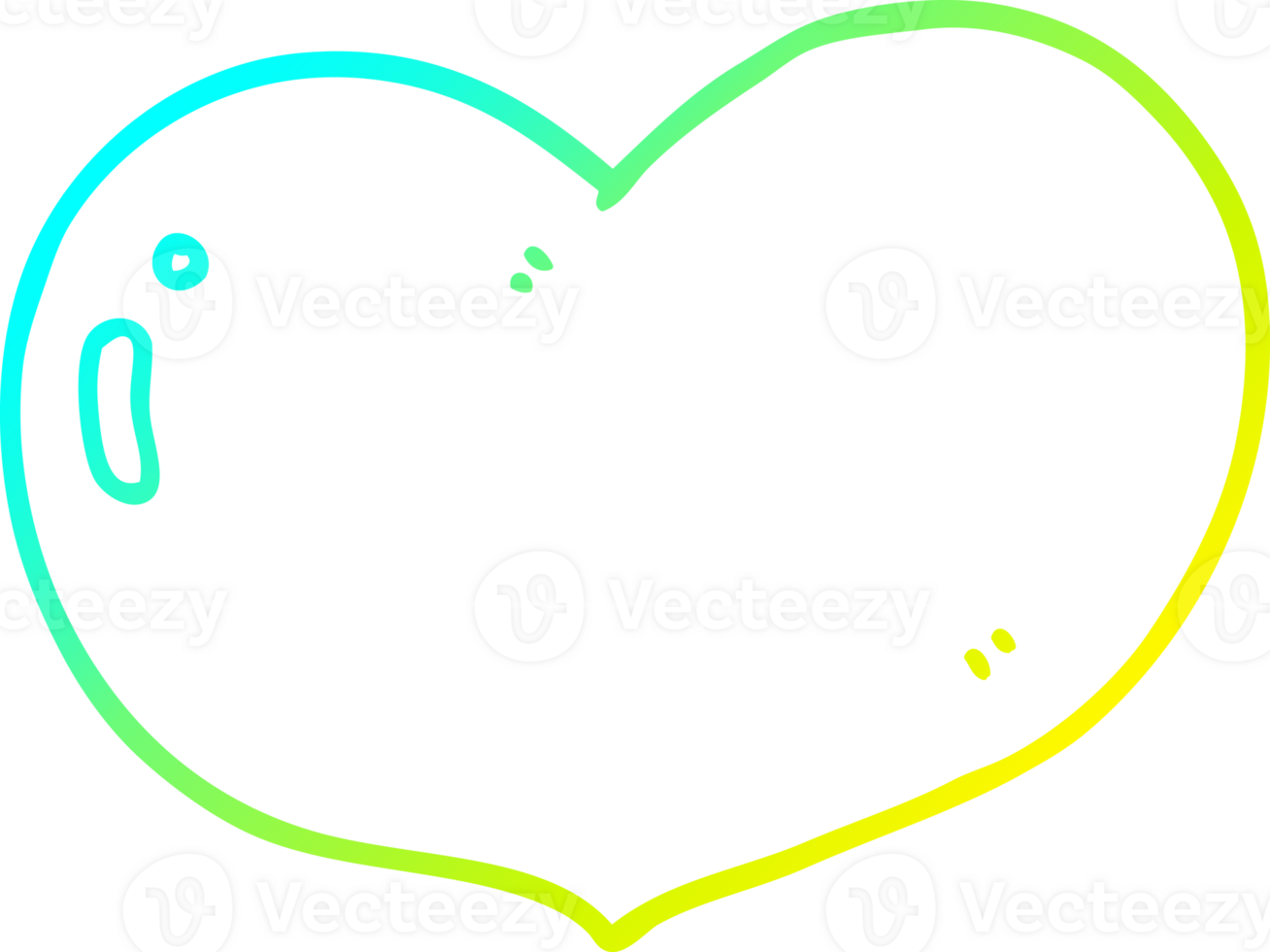 cold gradient line drawing of a cartoon love heart png