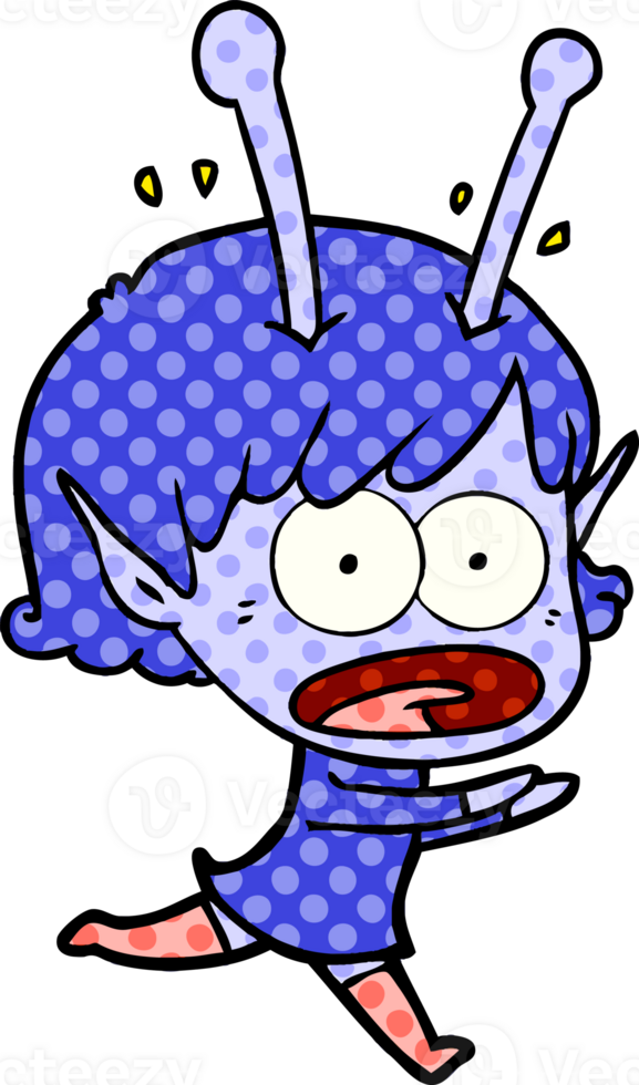 cartoon shocked alien girl png