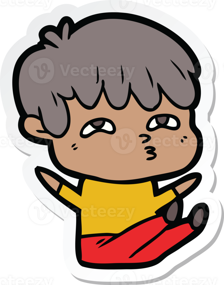 sticker of a cartoon curious man png