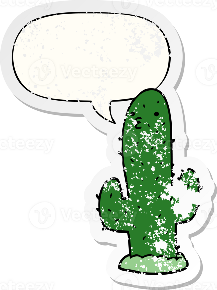 cartoon cactus with speech bubble distressed distressed old sticker png