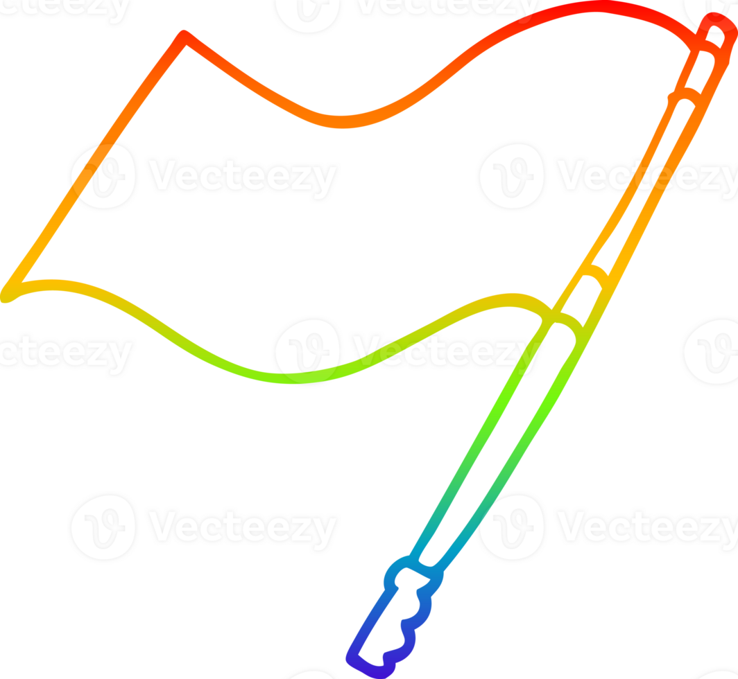 rainbow gradient line drawing of a cartoon flag png
