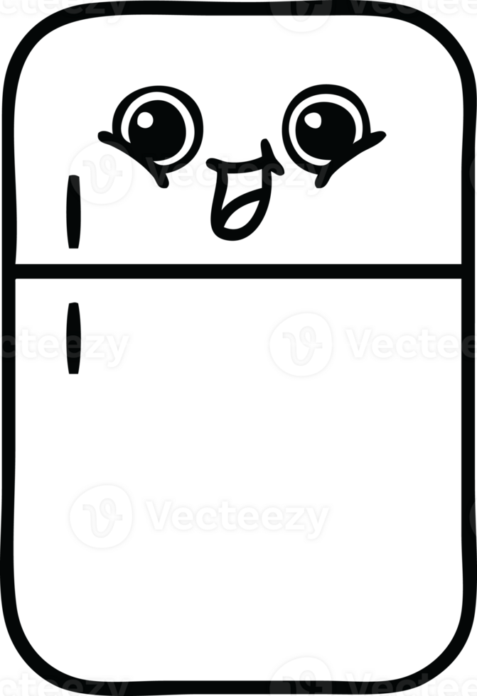 línea dibujo dibujos animados de un refrigerador prozer png