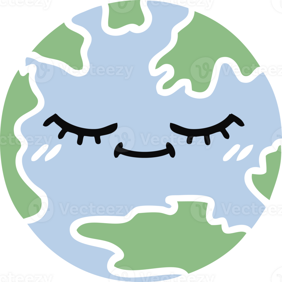 flat color retro cartoon of a planet earth png