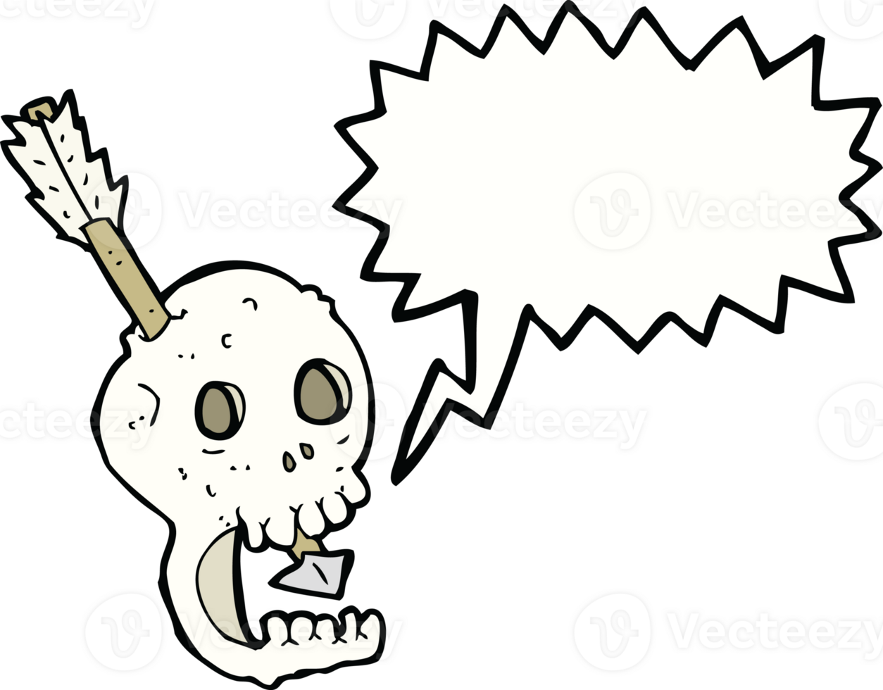 funny cartoon skull and arrow with speech bubble png