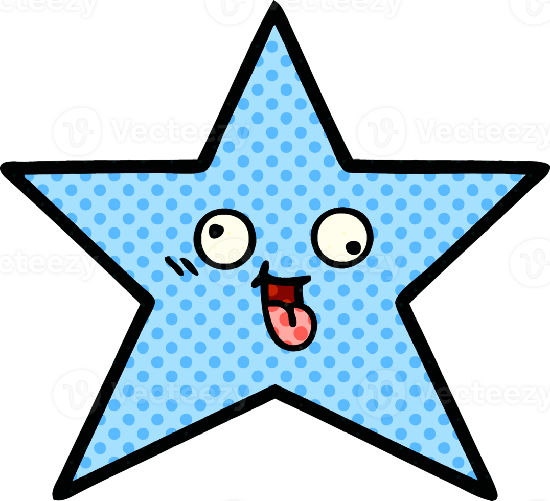 comic book style cartoon of a star fish png