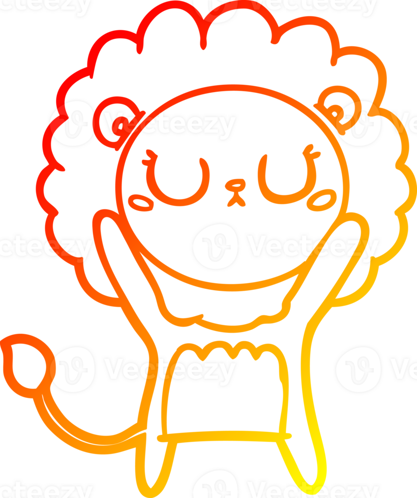 warm gradient line drawing of a cartoon lion png