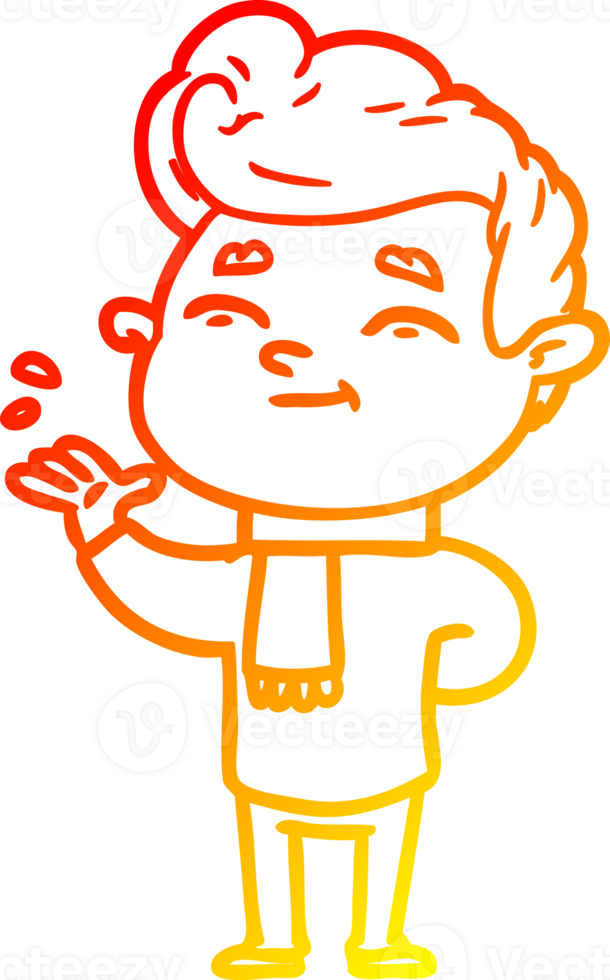 warm gradient line drawing of a happy cartoon man png