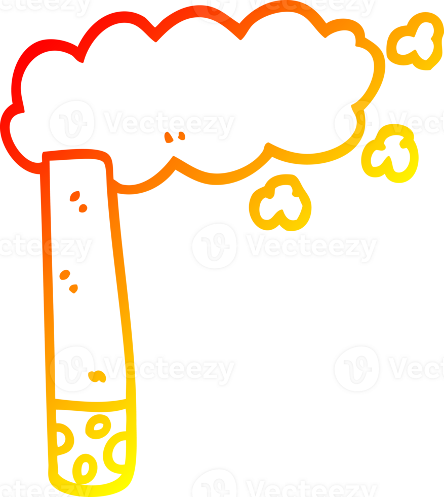 warm gradient line drawing of a cartoon cigarette png