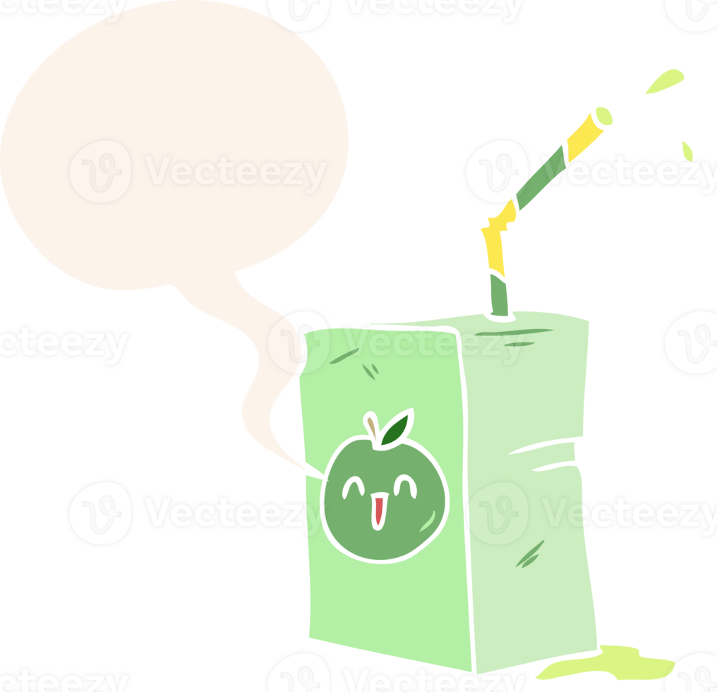 cartoon apple juice box with speech bubble in retro style png