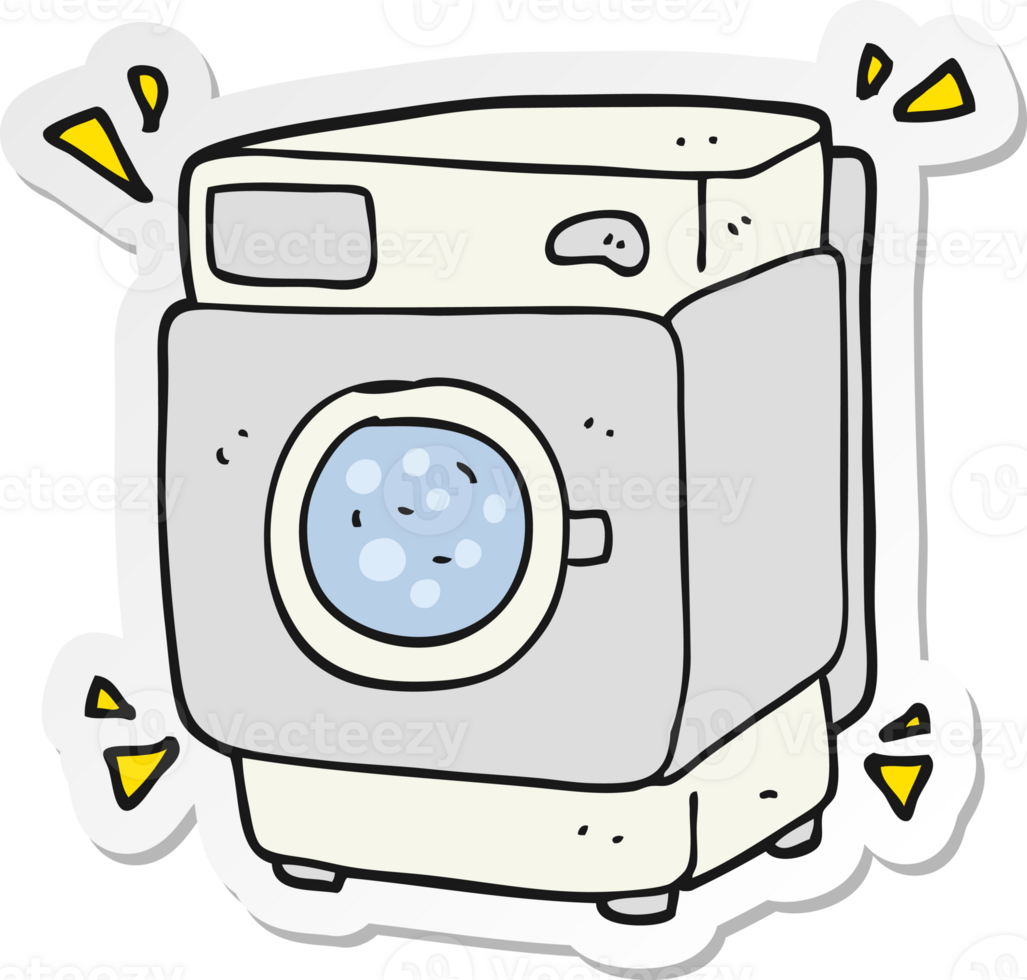 sticker of a cartoon rumbling washing machine png